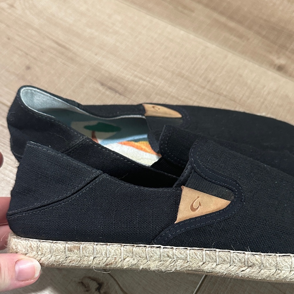 OluKai Black Canvas Slip-On Espadrille - Picture 3 of 12